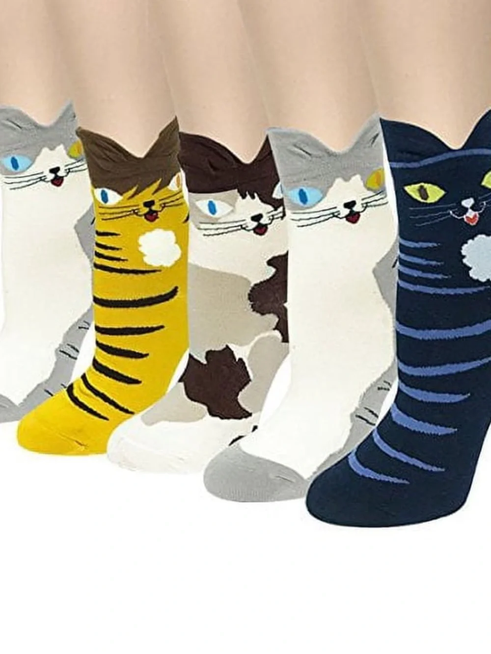 Cat Socks Cotton - Novelty Ladies Socks 4 Pairs (NWT Size 4-8) Cat Lady
